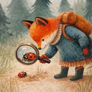 Kleiner Fuchs mit Lupe